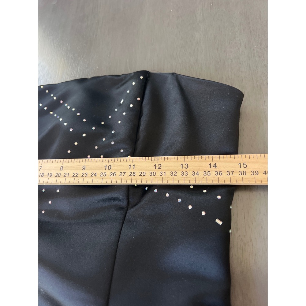 Jessica McClintock Vintage Prom Black Satin Strapless Rhinestone Gown Size 8 - Picture 7 of 8